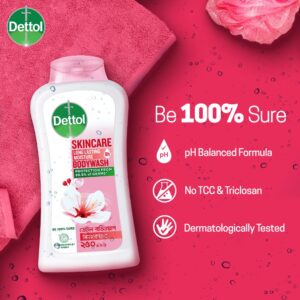 Dettol Body Wash Loofah Free Shower Gel Skincare Rose & Sakura Blossom with 8 Hour Lasting Moisture 250ml